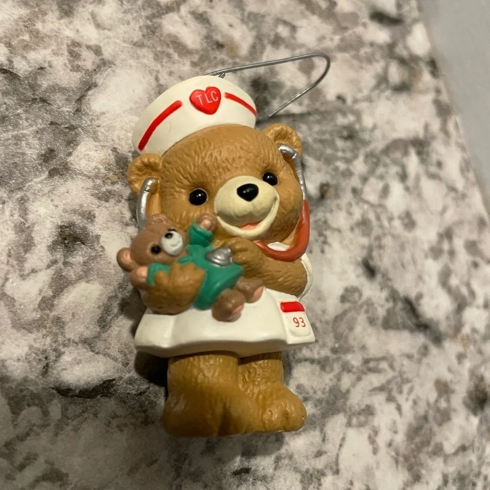 Hallmark Keepsake Caring Nurse vintage Ornament - Red and White Bear
